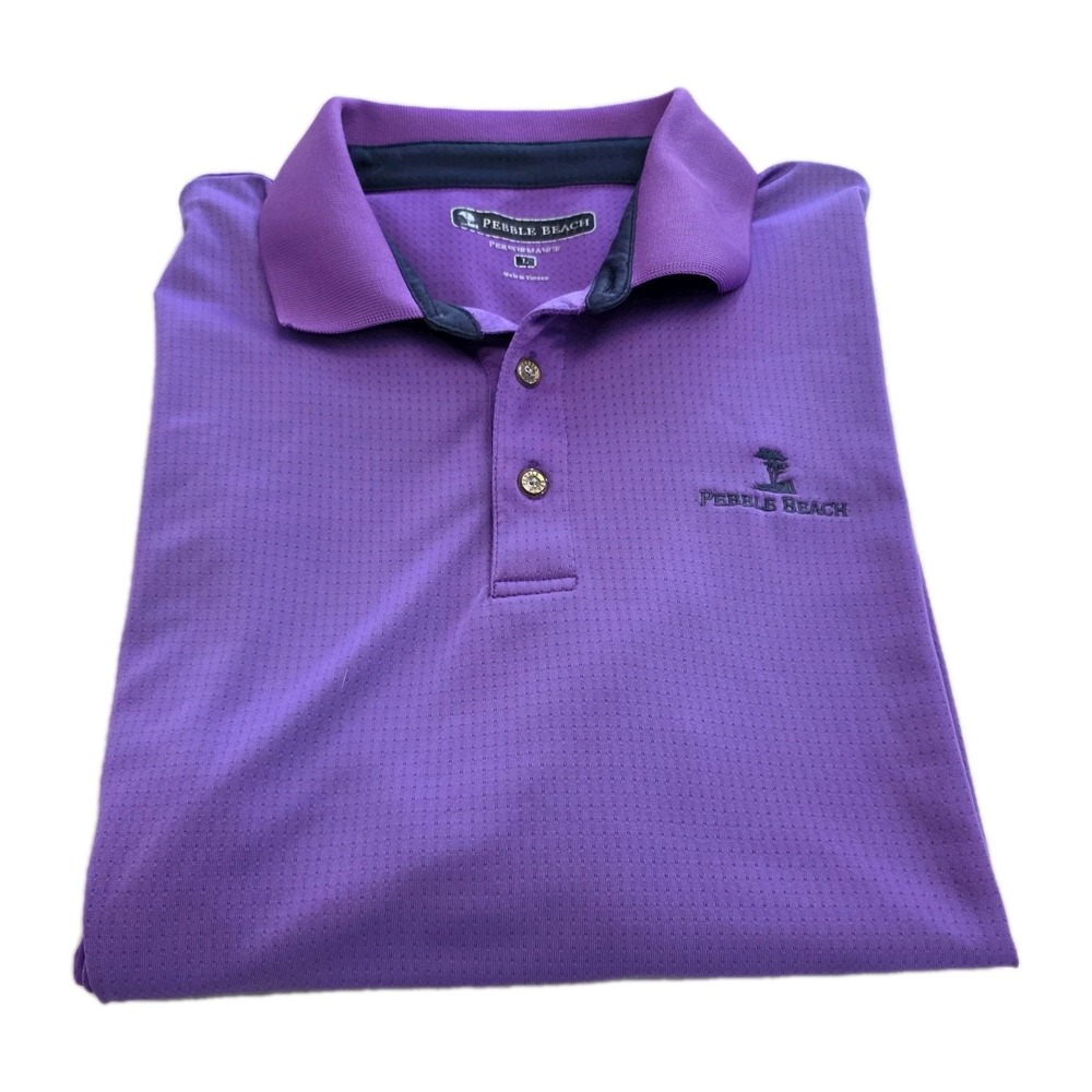 Pebble Beach Performance Golf Summer Short Sleve Polo Shirt Size Large